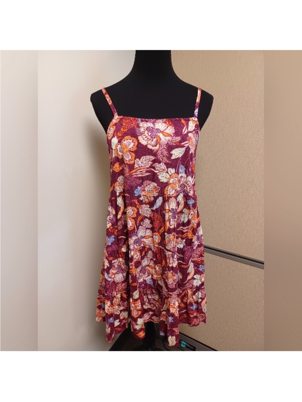 Old Navy Burgundy Floral Midi Dress